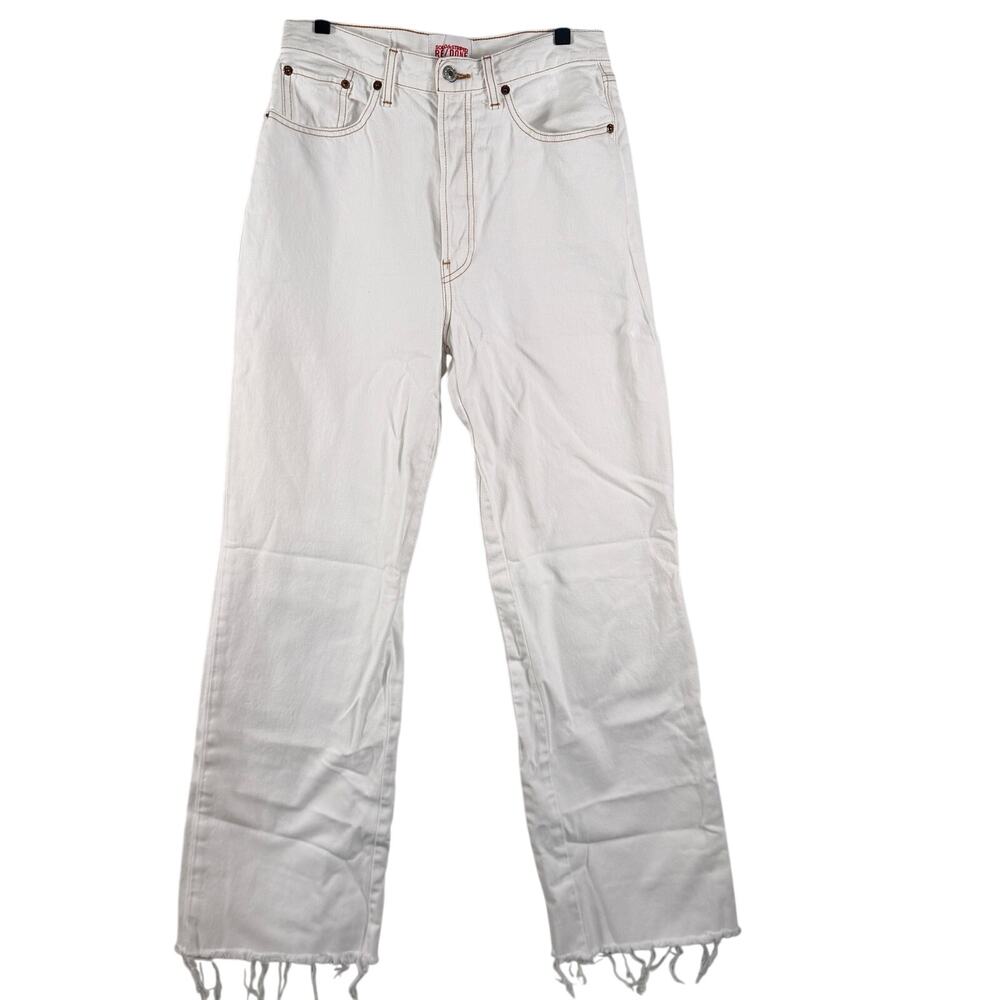 Solid & Striped x RE/DONE White High Rise Wide Leg Jeans Raw Hem 29 Button Fly